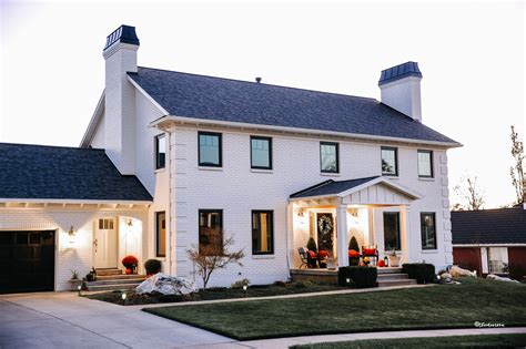 white painted brick house